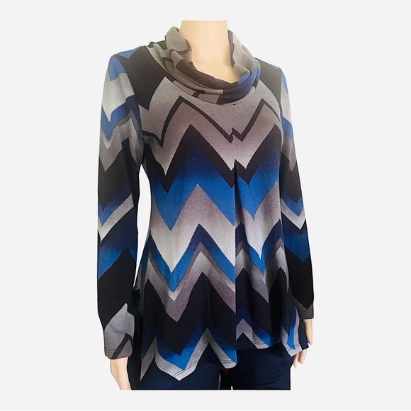 New Directions casual zigzag tight knit cardigan S multi color dropped neckline - Picture 2 of 13